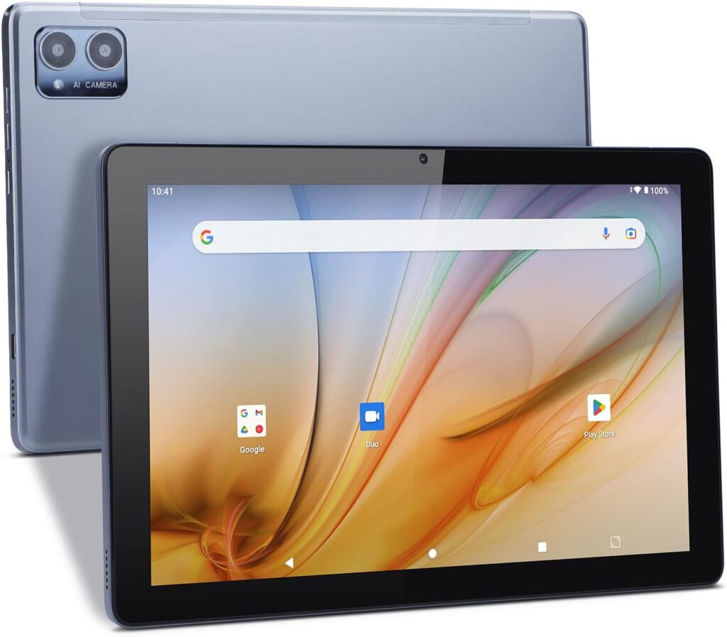 10 Inch Big Tablets,Android 12 Face Recognition Google Smart Gaming 3GB Ram 64GB ROM Dual Cameras WiFi Reading Cheap Tablets Pc for Adults (Grey)