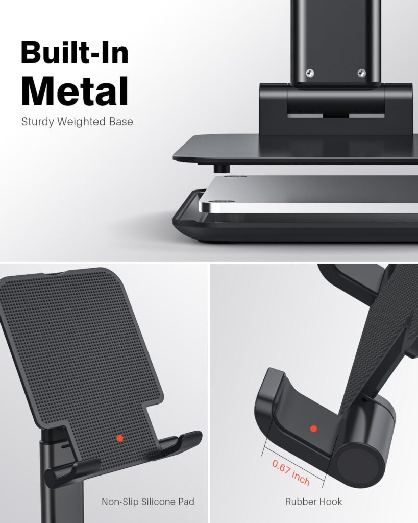 Anozer Tablet Stand Foldable  Adjustable, Portable Monitor Stand 5.55*3.94 Wide, Fit for iPad Holder Stand Compatible with iPad Pro 11, 12.9/iPad 10.9 10th; Surface Pro; Portable Monitor 4.7-15.6