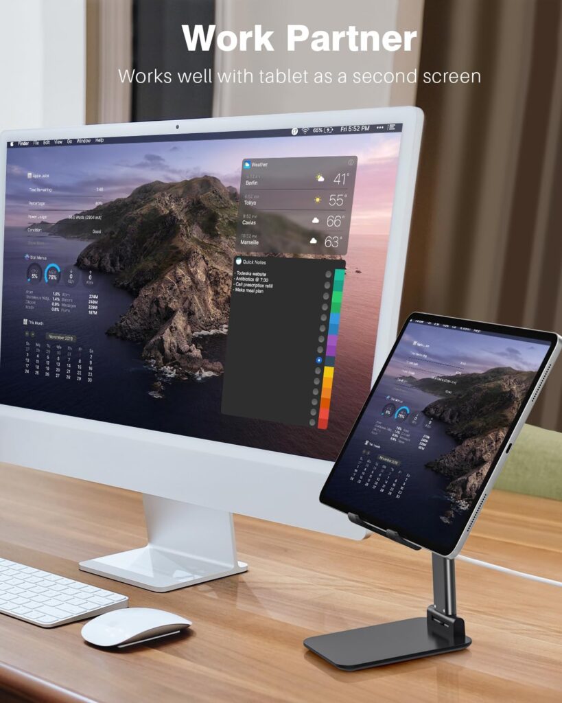 Anozer Tablet Stand Foldable  Adjustable, Portable Monitor Stand 5.55*3.94 Wide, Fit for iPad Holder Stand Compatible with iPad Pro 11, 12.9/iPad 10.9 10th; Surface Pro; Portable Monitor 4.7-15.6