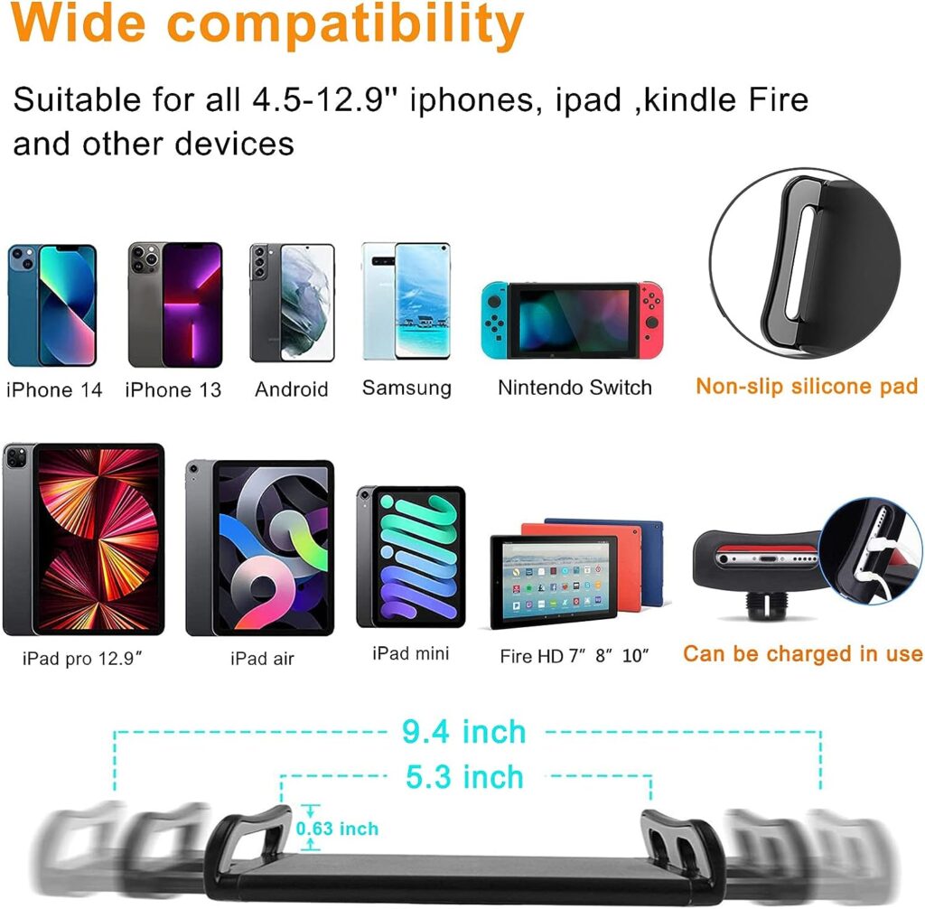 ASWINN Tablet Stand, Adjustable ipad Stand for Bed, Carbon Steel Stand with 360° Rotation, Flexible Tablet arm Stand Compatible with iPad Pro, iPad, Galaxy Tab, iPhone4.5~12.9 Inch Devices (Black)