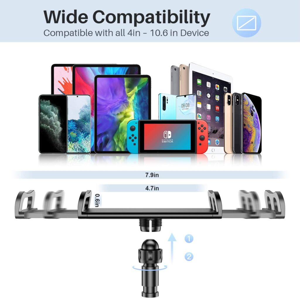 Gooseneck Tablet Holder Stand for Bed: Tryone Adjustable Flexible Arm Tablets Mount Clamp on Table Compatible with iPad Air Mini | Galaxy Tabs | Kindle Fire | Switch or Other 4.7 -10.5 Devices