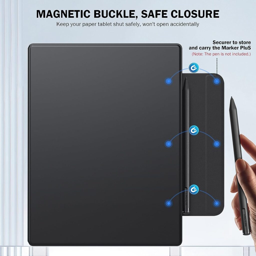 MoKo for Remarkable 2 Tablet Case, Lightweight Ultra-Thin Magnetic Case with Wide Pen Protective Clasp, Smart Tablet Cover Folio for Remarkable Tablet 2 10.3 2020 Release, Black