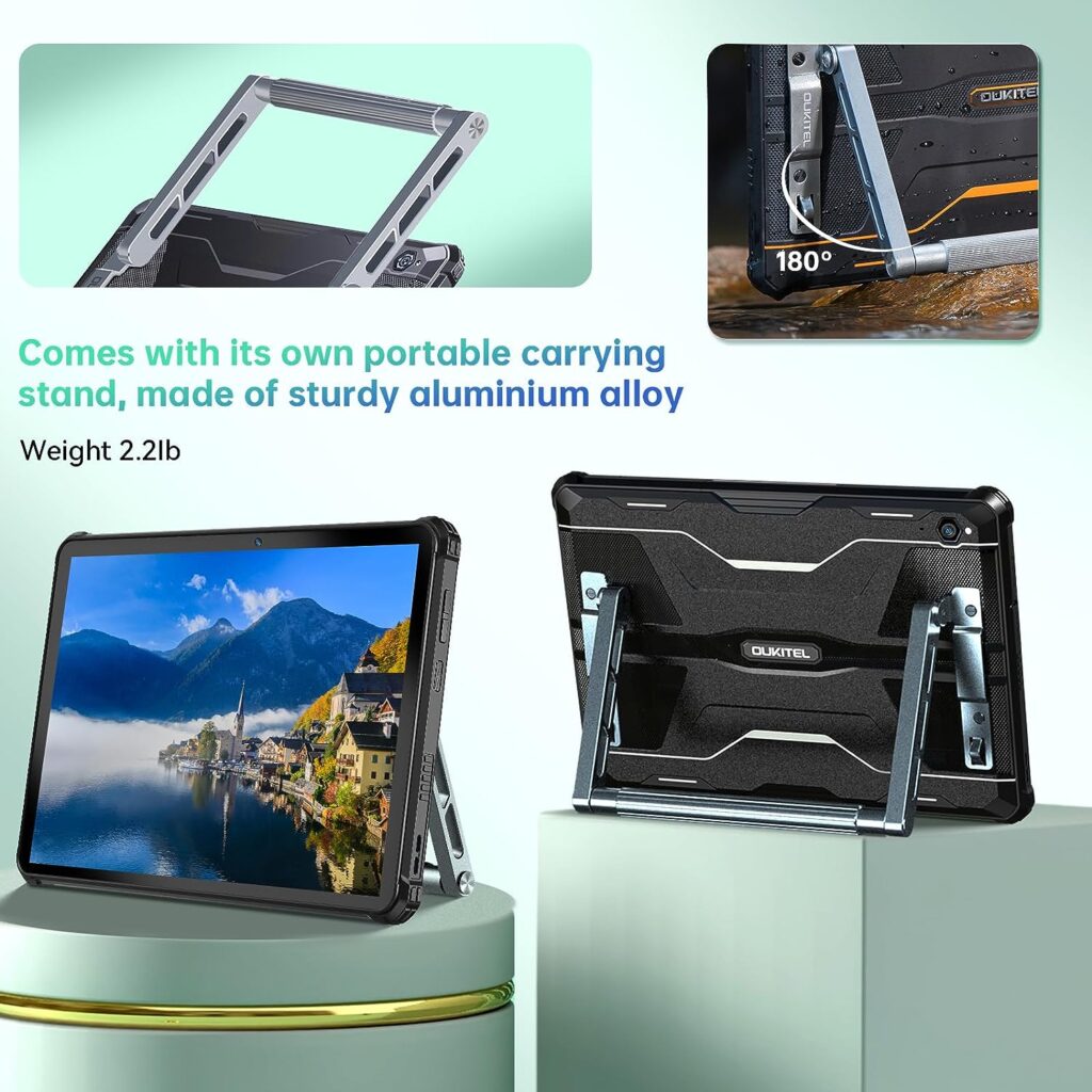 OUKITEL 【2023 New】 RT6 10.1in 20000mAh Android 13 SIM-Free Tablet,14GB+256GB(1TB) 1200×1920 Rugged Tablet,16MP+16MP 8-core 4G Waterproof Tablet/33W Fast Charging/OTG/Reverse Charge/T-Mobile/Wi-Fi