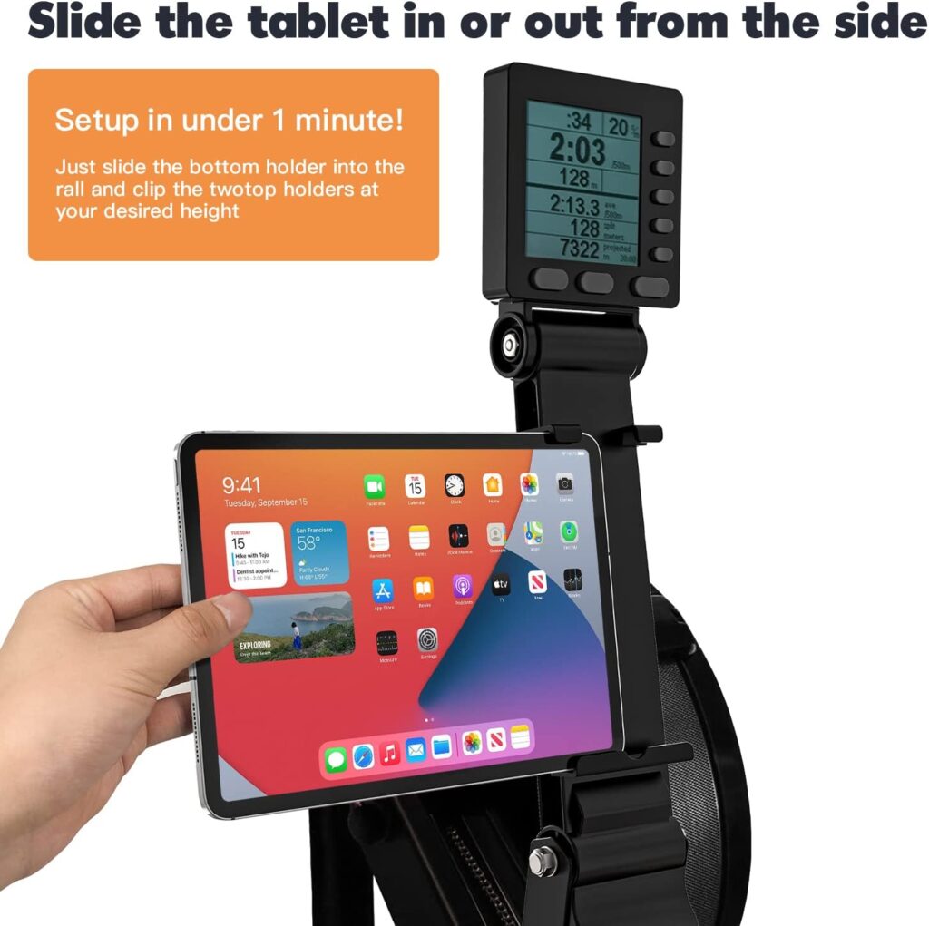 Phone and Tablet Holder for Concept 2 Rowing Machine, Adjustable Tablet Mount Made for C2 Model CD Rower ONLY, Compatible with Tablets  Phones  iPad Up to 11” Screen Size