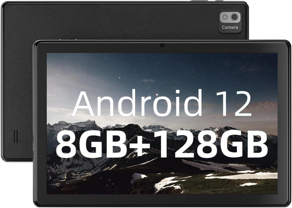 SGIN 10 Inches Tablet, 8GB RAM 128GB ROM Android 12 Tablets with 256GB Expand, 8 Core Processor Android Tablets, 1920*1200 IPS HD, 6000mAh , 2.4G/5G WiFi Bluetooth 5.0, GPS, 5MP+8MP Dual Camera, Black