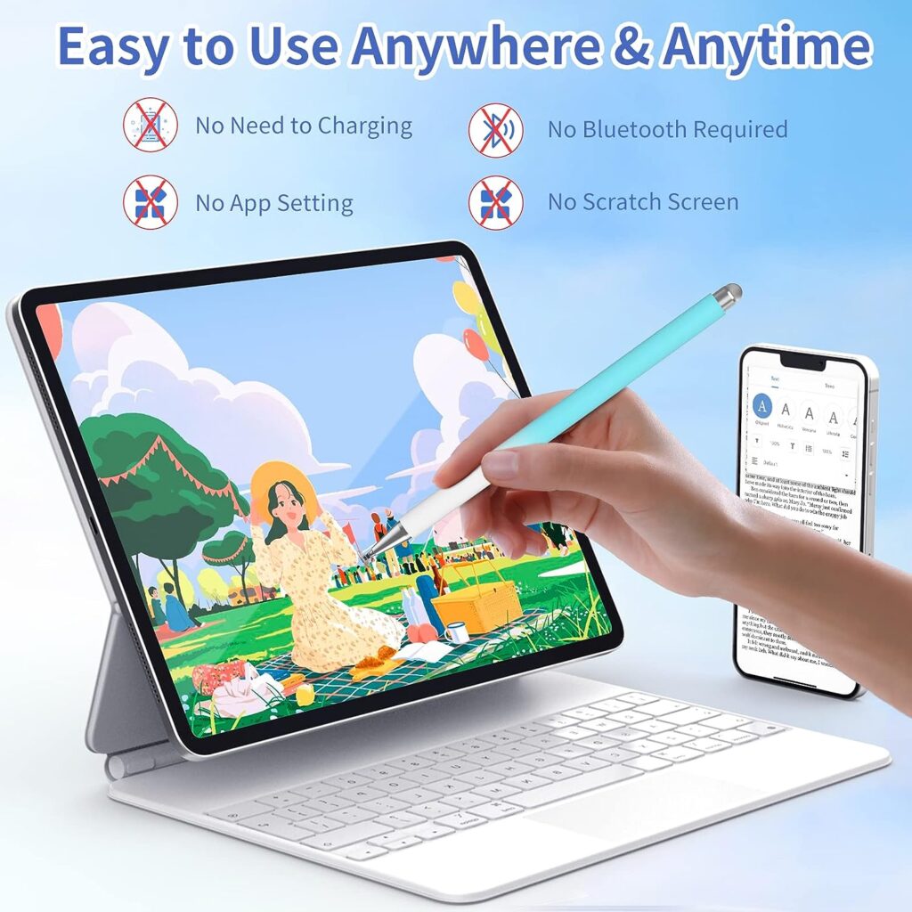 Stylus Pens for Touch Screens, 2 in 1 Sensitivity Precision Stylus Pen for iPad, Stylus Pencil Compatible with iPhone, Apple iPad, Android, Tablets and All Universal Touch Screen (4 Pack) …