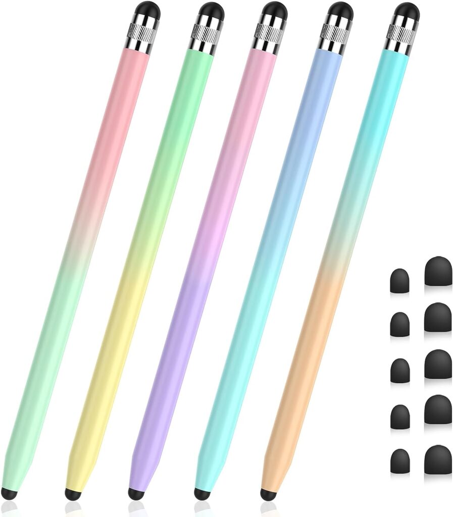 Stylus Pens for Touch Screens - StylusHome 5 Pack Stylus Pens, 2-in-1 High Sensitivity Capacitive Stylus with 10 Extra Tips for iPad iPhone Tablets Samsung Galaxy All Universal Touchscreen Devices