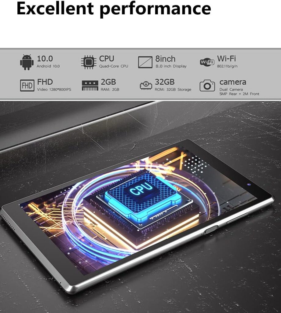 Tablet Android 11 Tablets, 8 inch Tablet 2GB RAM, 32GB ROM Support 512GB Expand Computer Tablet PC, Quad-Core Processor, IPS Touch Screen, 2+5MP Dual Camera, 4300mah Battery, Wifi Tableta (Black)