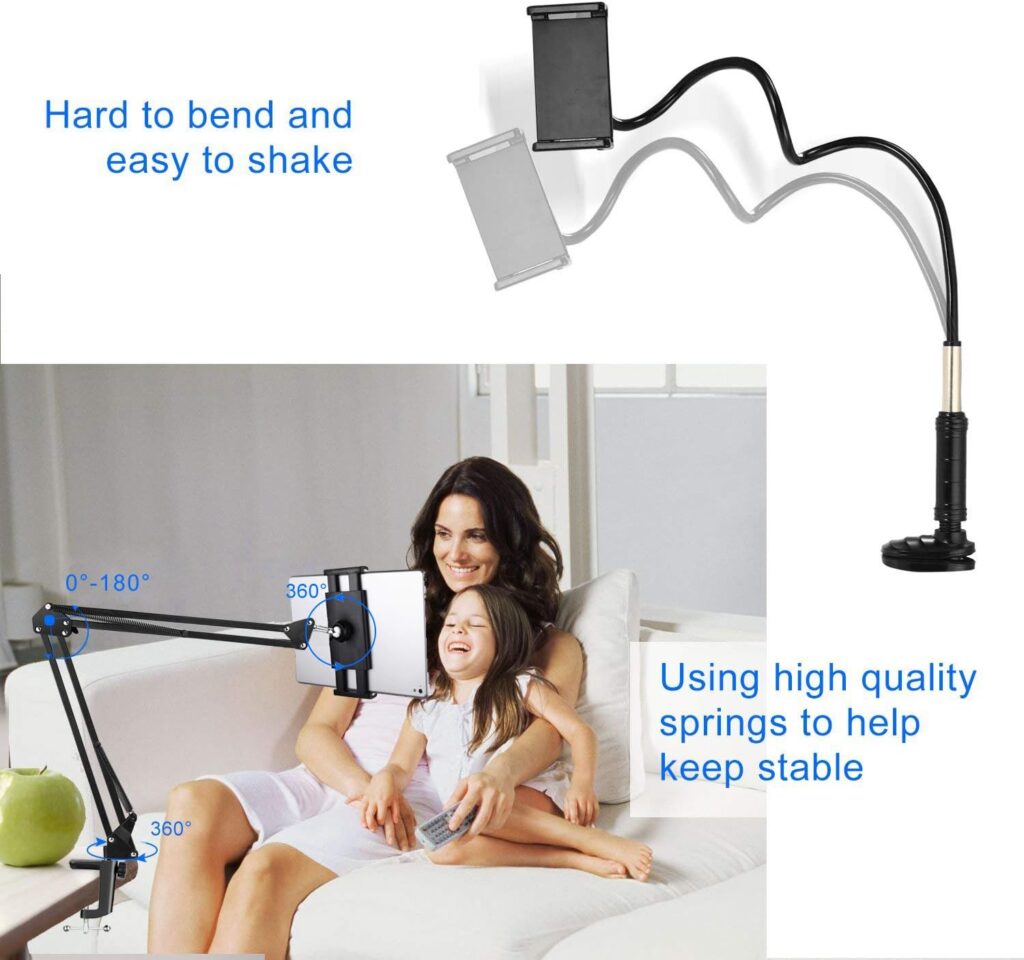 Tablet Arm Mount Stand Holder, Nintendo Switch Stand with Sturdy Aluminum Arm for iPad,iPad air,iphoneX,iphone 8/7,Samsung Galaxy
