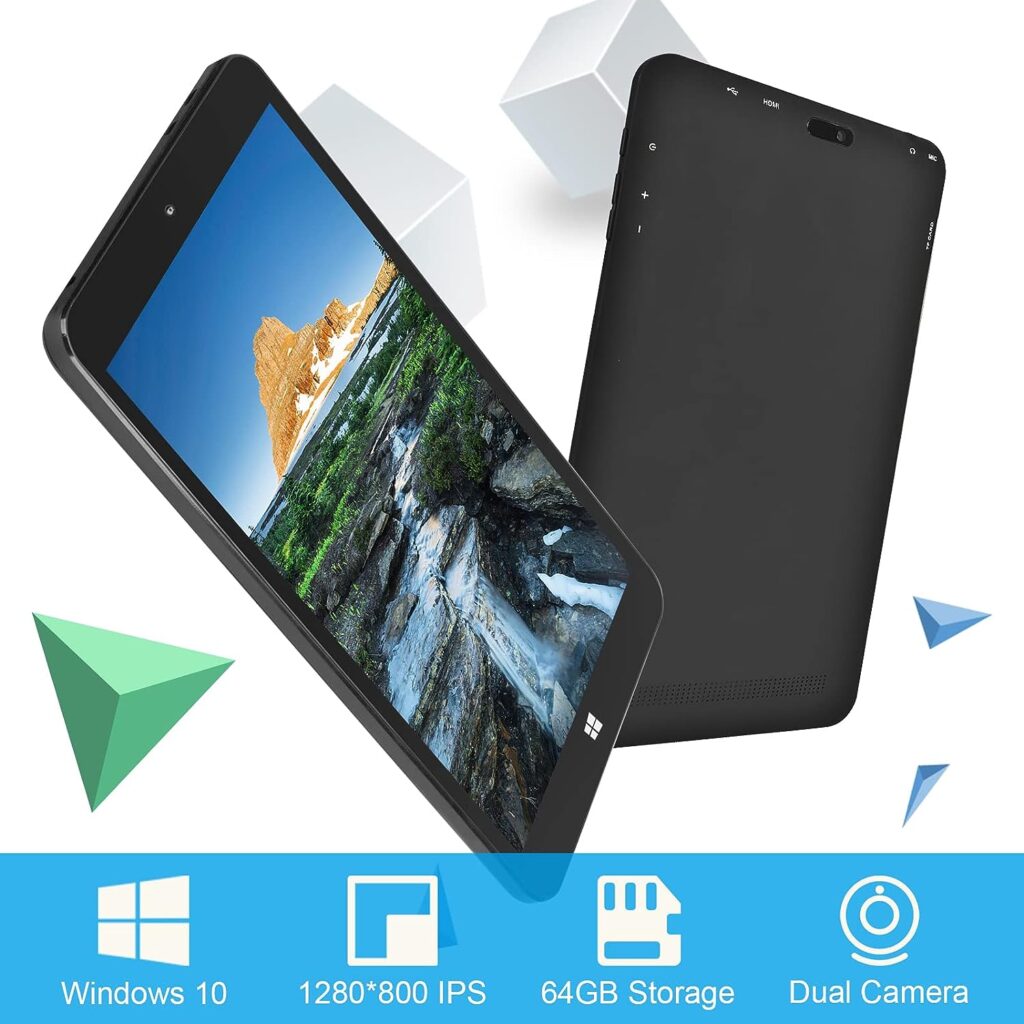 Windows 10 Pro Tablets, 8inch Quad Core CPU 64GB Storage 128GB Expand PC Computer, 1280 x 800 IPS HD Touchscreen, WiFi, 4000mAh Battery, Bluetooth 4.0(Without A Product Key)