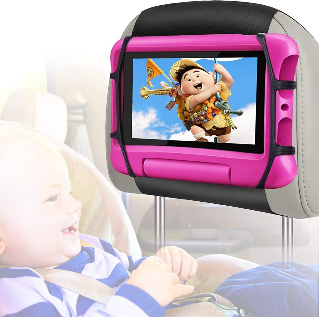 WONNIE Upgrade Tablet Holder for Car, Car Headrest Mount Holder for Backseat, Headrest Mount for Kids Tablets with Anti-Slip Strap  Silicone Holding Net/Fits All 𝟳-𝟭𝟮.𝟵 Tablets