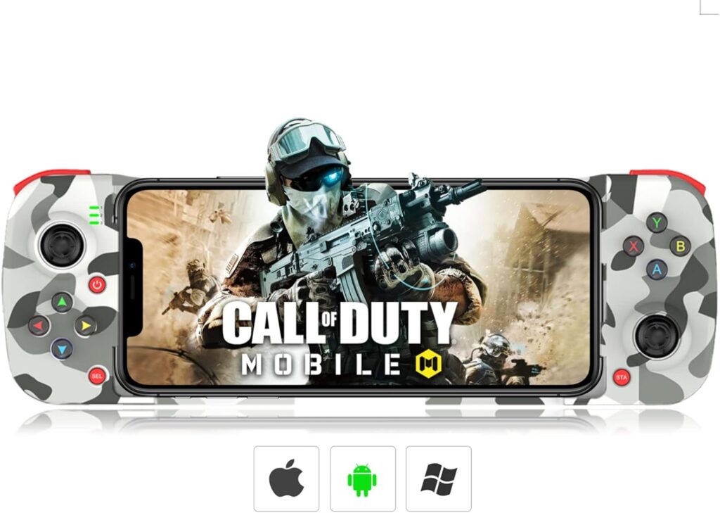 arVin Wireless Gaming Controller for iPhone Android Gamepad Joystick for iPhone 14/13/12/11, iOS, iPad, MacBook, Samsung Galaxy S22/S21/S20, TCL, Tablet, PC, Call of Duty Mobile -with Back Button