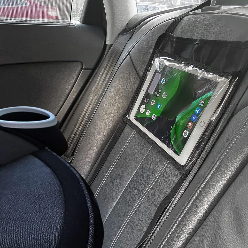 FresherAcc Car iPad Kindle Tablet Holder for Rear and Forward Facing Mirror, Car Mount Hanger Case for Vehicle Backseat Headrest Up to 10.5, Lightweight Washable and Portable (Black)