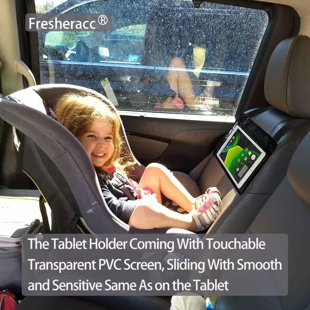 FresherAcc Car iPad Kindle Tablet Holder for Rear and Forward Facing Mirror, Car Mount Hanger Case for Vehicle Backseat Headrest Up to 10.5, Lightweight Washable and Portable (Black)