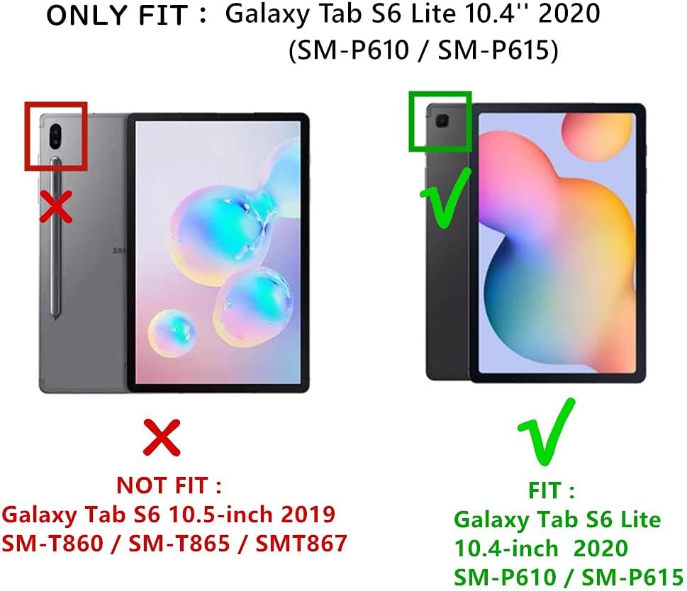 HENGHUI Keyboard Case for Galaxy Tab S6 Lite 10.4 2022 2020 Model SM-P610/P613/P615/P619 Cute Round Key Color Keyboard Wireless Detachable BT Keyboard Cover with S Pen Holder (MintGreen)