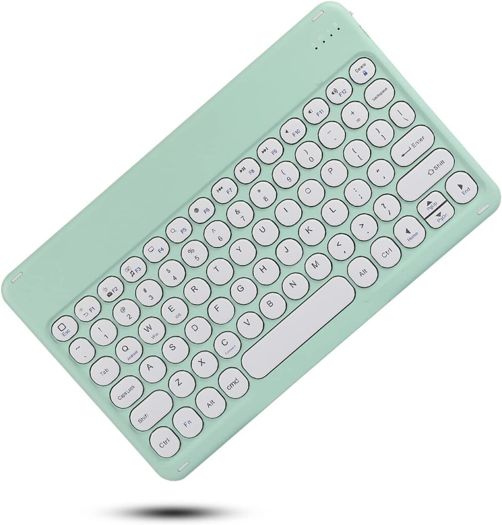 HENGHUI Keyboard Case for Galaxy Tab S6 Lite 10.4 2022 2020 Model SM-P610/P613/P615/P619 Cute Round Key Color Keyboard Wireless Detachable BT Keyboard Cover with S Pen Holder (MintGreen)