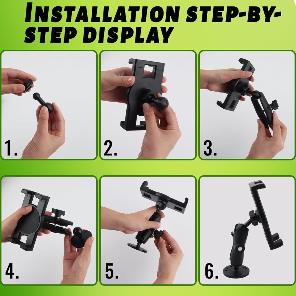 Metal - Heavy Duty Tablet Holder for Car/Truck/Commercial Vehicles Dashboard, Drill Base iPad Holder for Car, Industrial/Wall/Desk iPad Car Mount, fit 7-14.6 inch Tablet Car Mount