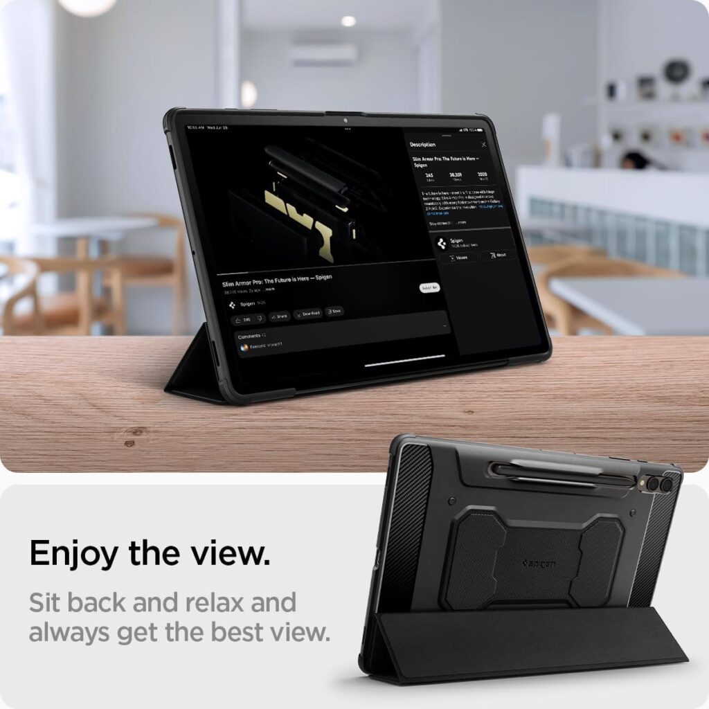 Spigen Rugged Armor Pro Designed for Samsung Galaxy Tab S9 Plus Case 12.4 Inch 2023 (SM-X81) Premium Shockproof Protective Tri-Fold Cover Case with Auto Sleep/Wake and S Pen Holder - Black