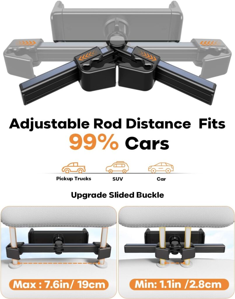 Tablet Holder for Car Headrest Mount - Headrest Tablet Holder Backseat Travel Accessories Car Must Haves Headrest iPad Stand for Kids Adults Universal to All 4.7-12.9 Devices
