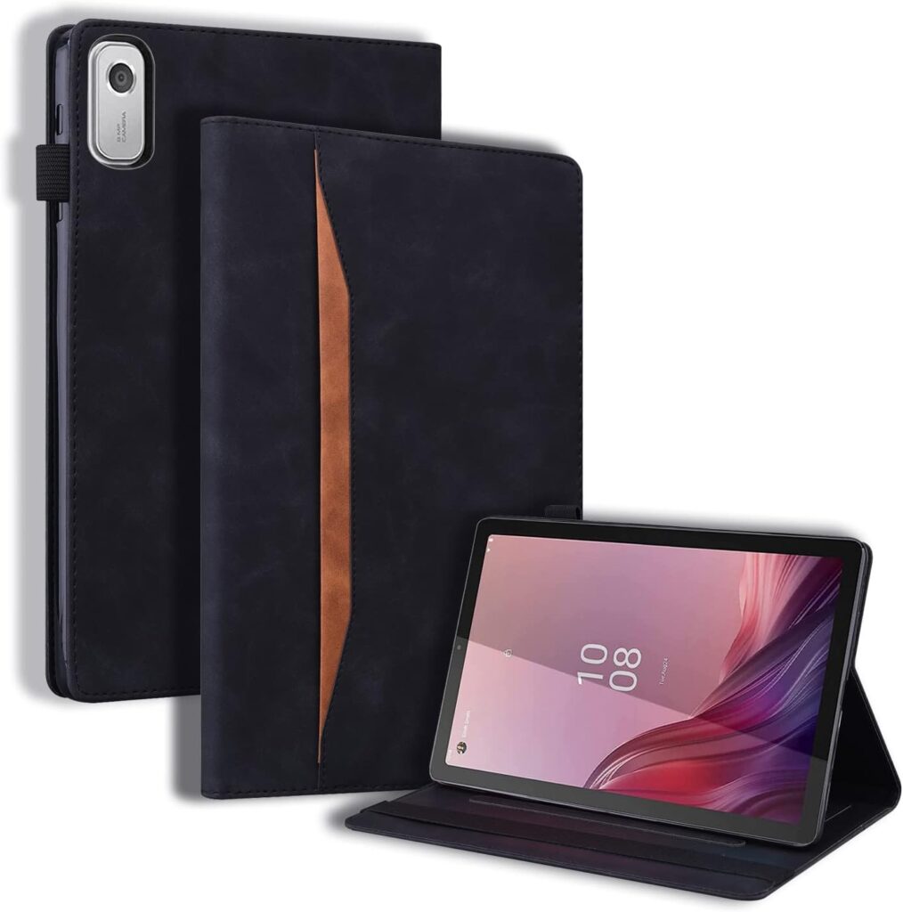 Varohix Case for Lenovo Tab M9 HD (9.0 inch) TB-310FU Tablet Premium PU Leather Protective Case Folio Flip Business Case Tablet Sleeve with Card Pocket Pen Holder, Black