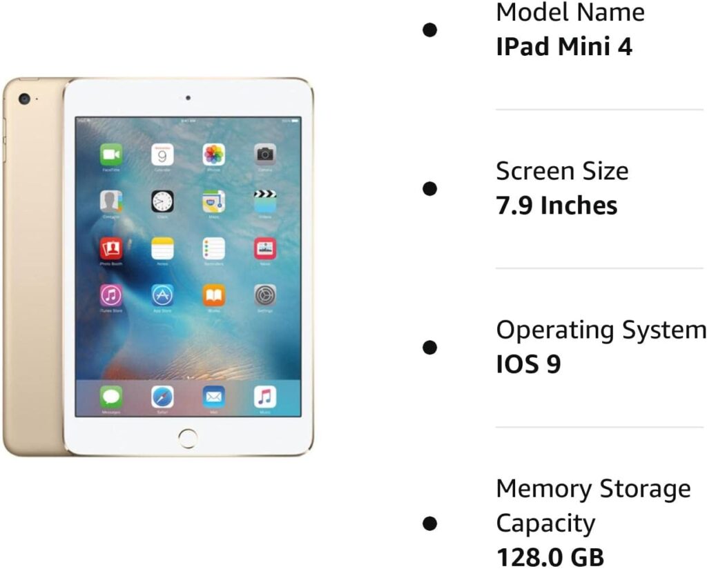Apple iPad Mini 4, 128GB, Gold - WiFi (Renewed)