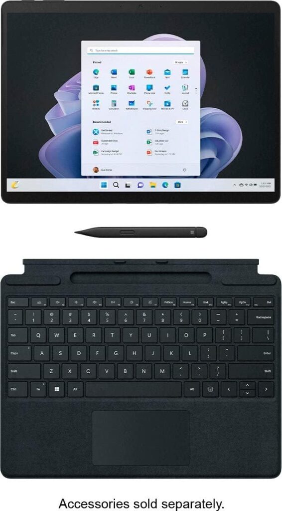 Microsoft Surface Pro 9, 13 Touchscreen 2-in-1 Tablet, 12th Gen Intel Core i5-1235U, Intel Iris Xe Graphics, 8GB DDR5 RAM, 1TB SSD, Windows 11h, Graphite, Device Only, with MTC Stylus Pen