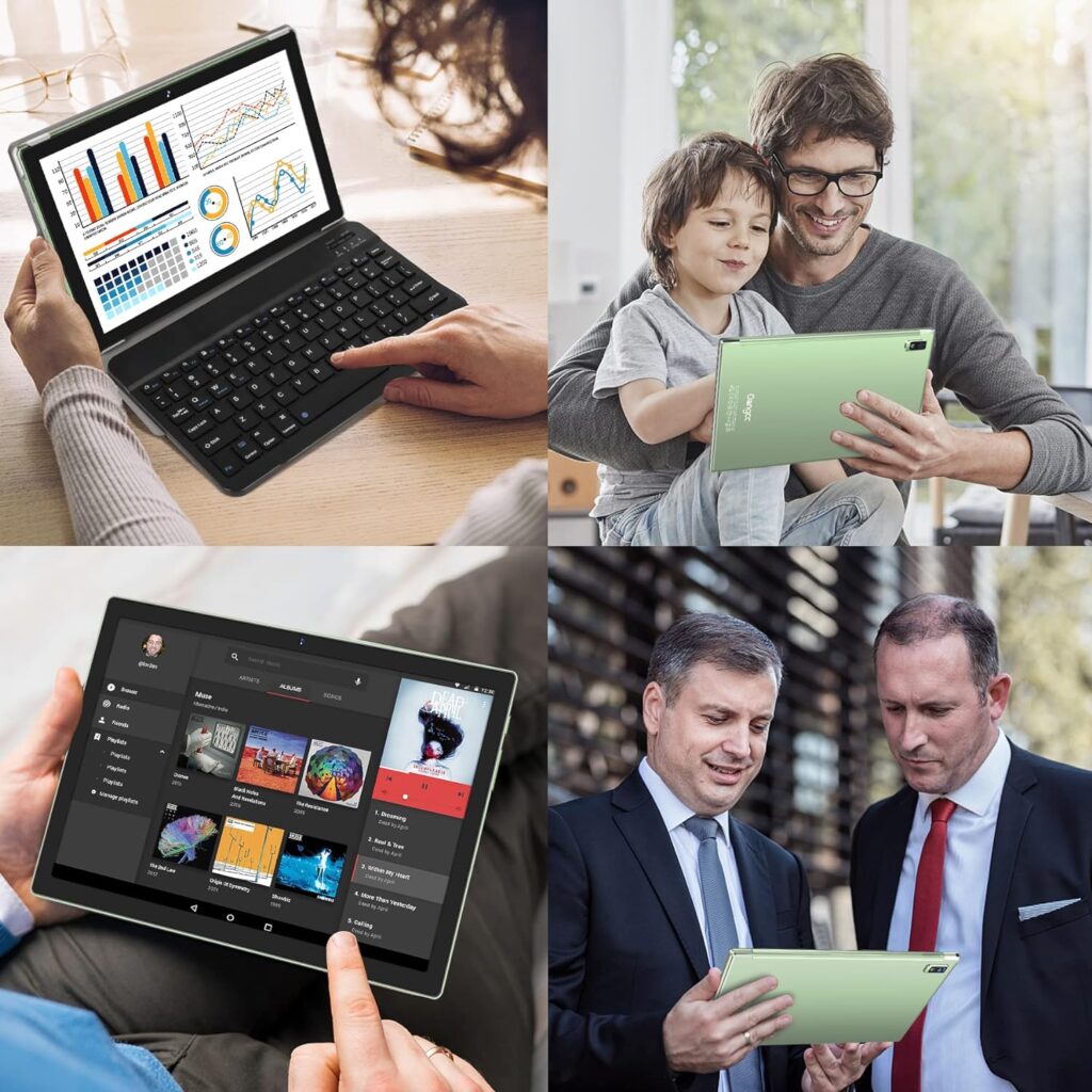 Oangcc Android 13 Tablet 10 Inch 𝟐𝟎𝟐𝟑 𝐋𝐚𝐭𝐞𝐬𝐭 with 12GB(6+6 Expand)+128GB Keyboard Mouse WiFi Bluetooth GPS 512GB Expand Support, Dual Camera Computer Tablets with Case - Green