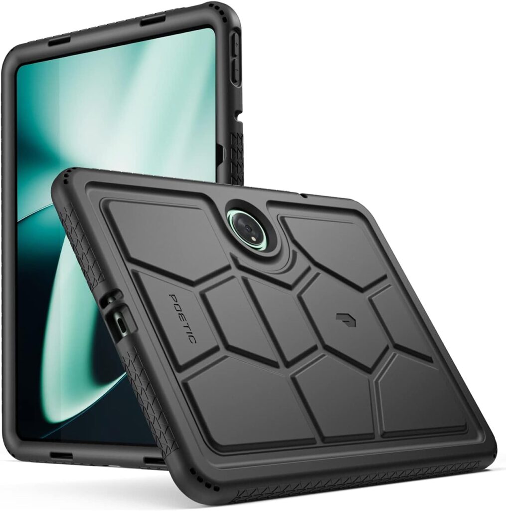 Poetic TurtleSkin Case Designed for OnePlus Pad Case 11.61 inch (2023), Heavy Duty Shockproof Rugged Kids Friendly Drop Protection Silicone Cover Case, Black