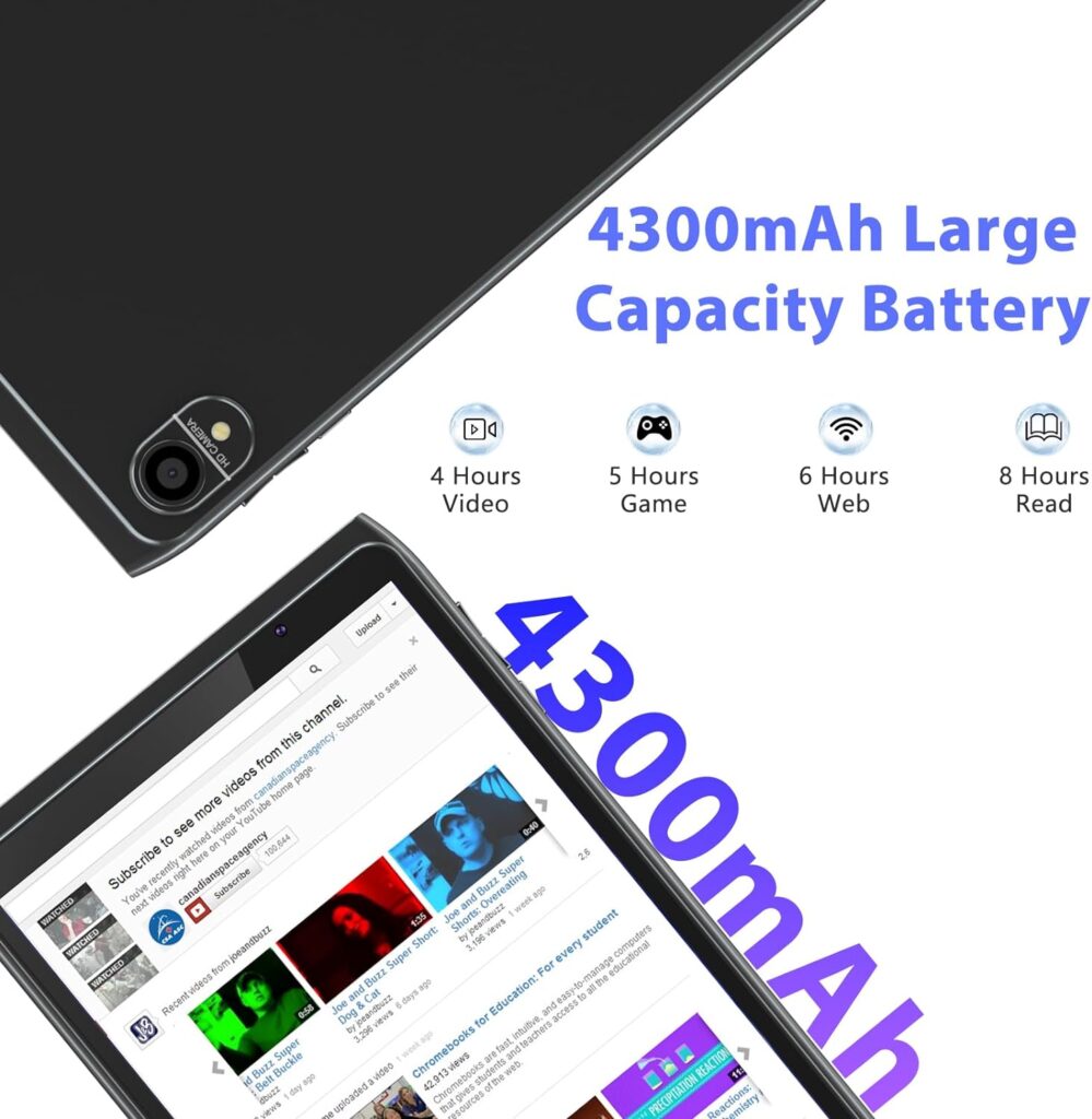 Tablet 8 inch, Android 12 Tablet Pc, 32GB ROM Support 512GB Expand, Wi-Fi 6 Tablets Computer, 1280x800 Resolution HD Touch Screen, 2+8MP Dual Camera, Google GMS Certified Tab