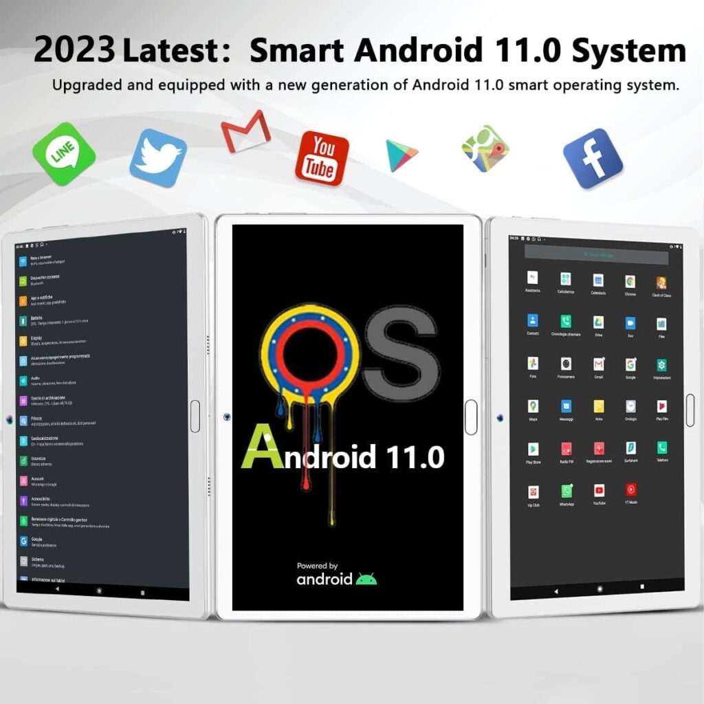 Tablet with Keyboard, Android 2 in 1 Tablets, 2023 Newest 10.1 inch Tablet HD, 4GB RAM 64GB ROM 256GB Expandable, Octa-Core Processor, WiFi, GPS, Bluetooth, Google Certified Tablet PC