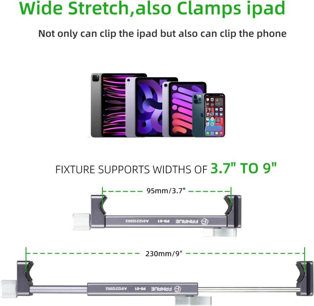 FANAUE Tablet Holder for Car with Ball Head, Lightweight Design，360 Rotatable iPad Holder- for Your Windshield, Dashboard, or Desk,Compatible with All 8-12.9 Tablets (iPad, Samsung Tab)