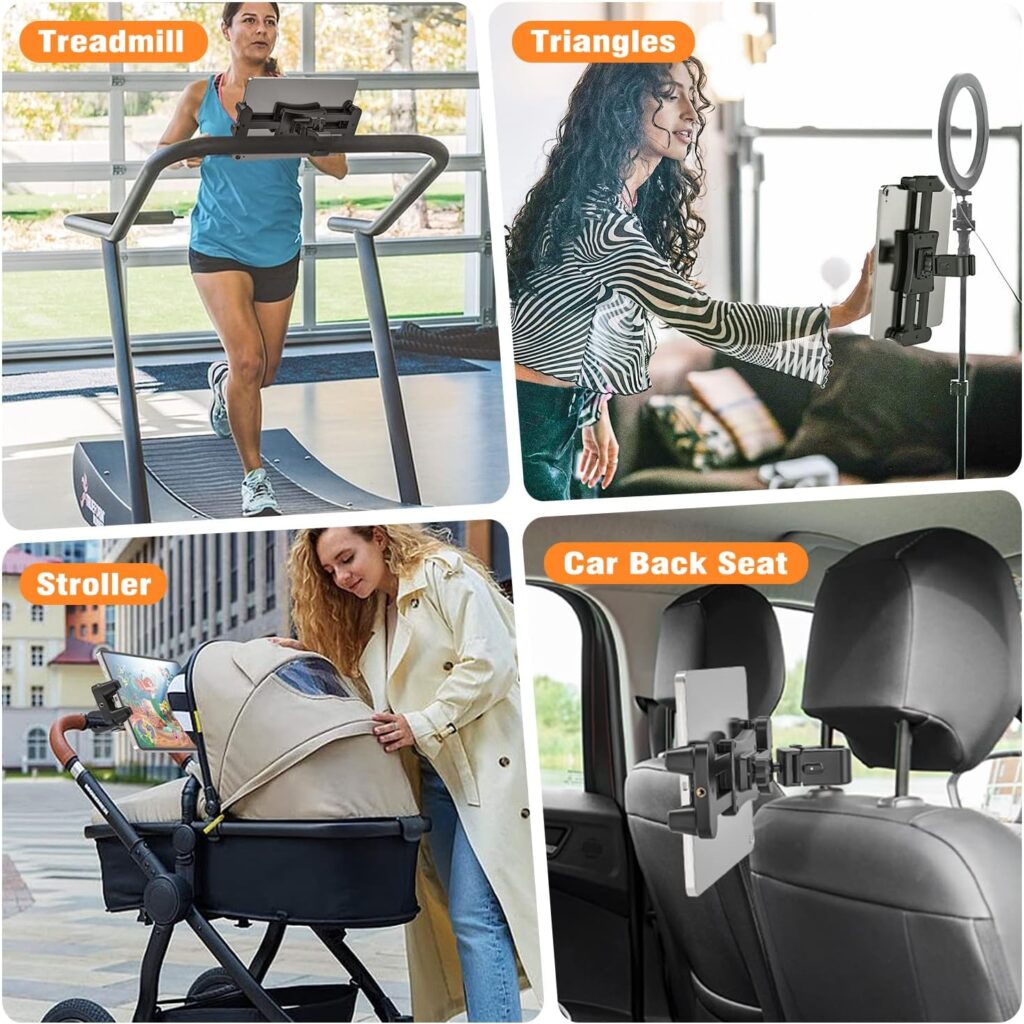 JUBOR Spin Bike Tablet Holder Mount, Compatible with iPad Phone Bike Holder Handlebar Stand for Indoor Exercise Bicycle, Stationary Bike, Treadmill, Fits for iPad Pro, Samsung, Galaxy Tabs