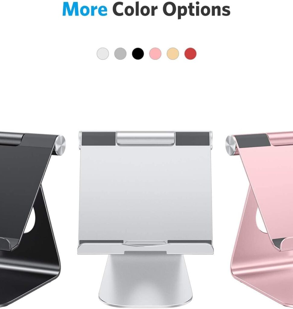 OMOTON Tablet Stand Holder Adjustable, T1 Desktop Aluminum Tablet Dock Cradle Compatible with iPad Air/Mini, iPad 10.2/9.7, iPad Pro 11/12.9, Samsung Tab and More Up to 12.9 inch, Silver
