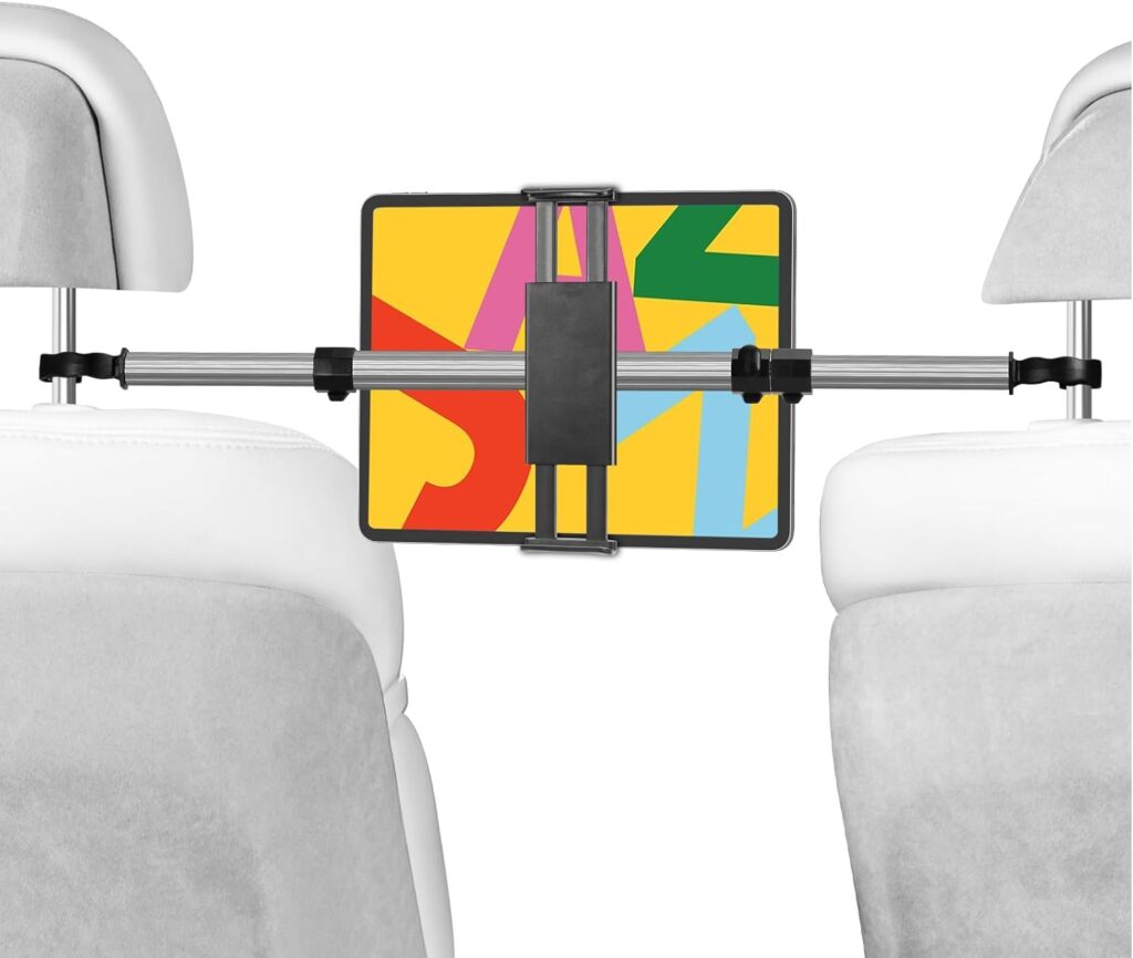 SAMHOUSING Car Headrest Tablet Holder, Adjustable Tablet Car Mount for Back Seat, Road Trip Essentials for Kids, for 4.7-12.9 Tablet Like iPad Pro, Air, Mini, Galaxy, Fire,iPhone