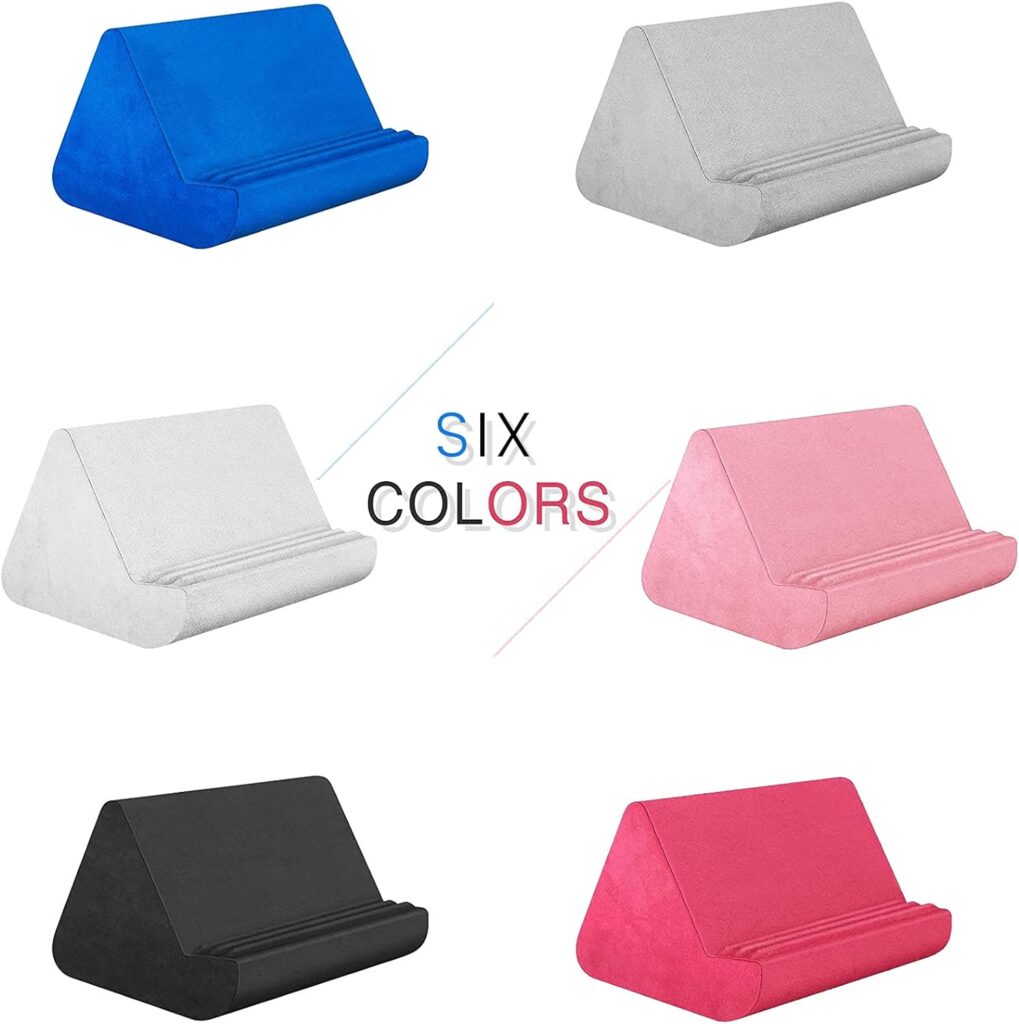Soft Tablet Stand Pillow with Pocket,Tablet Cushion Stand,Adjustable 3 Viewing Angle,Lazy Holder Stand for Bed Sofa,Compatible with iPads Tablets eReaders Smartphones Books Magazines (Light Pink)