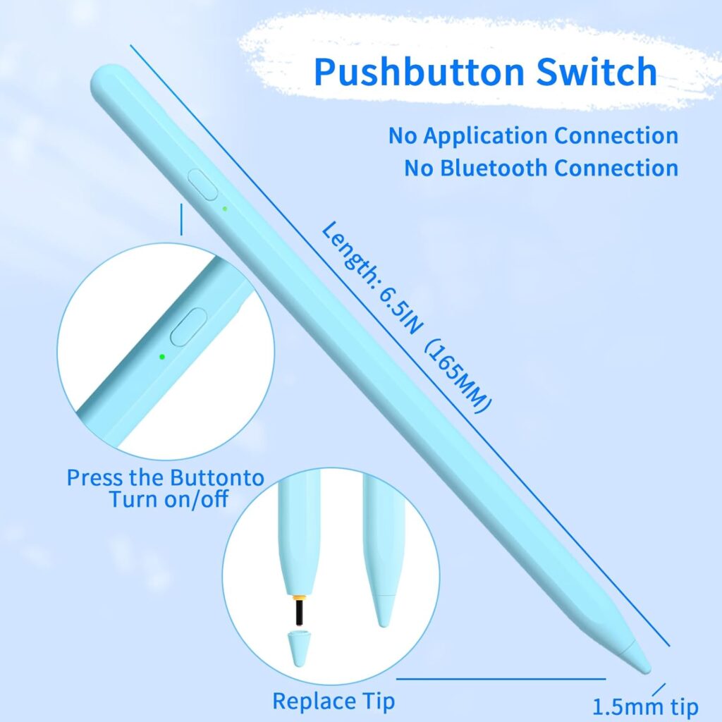 Stylus Pens for Touch Screens, Universal Fine Point iPad Pencil with Magnetic Adsorption Compatible with iPhone/iPad/Samsung/Android/Tablet  Other Touch Screens (Blue)