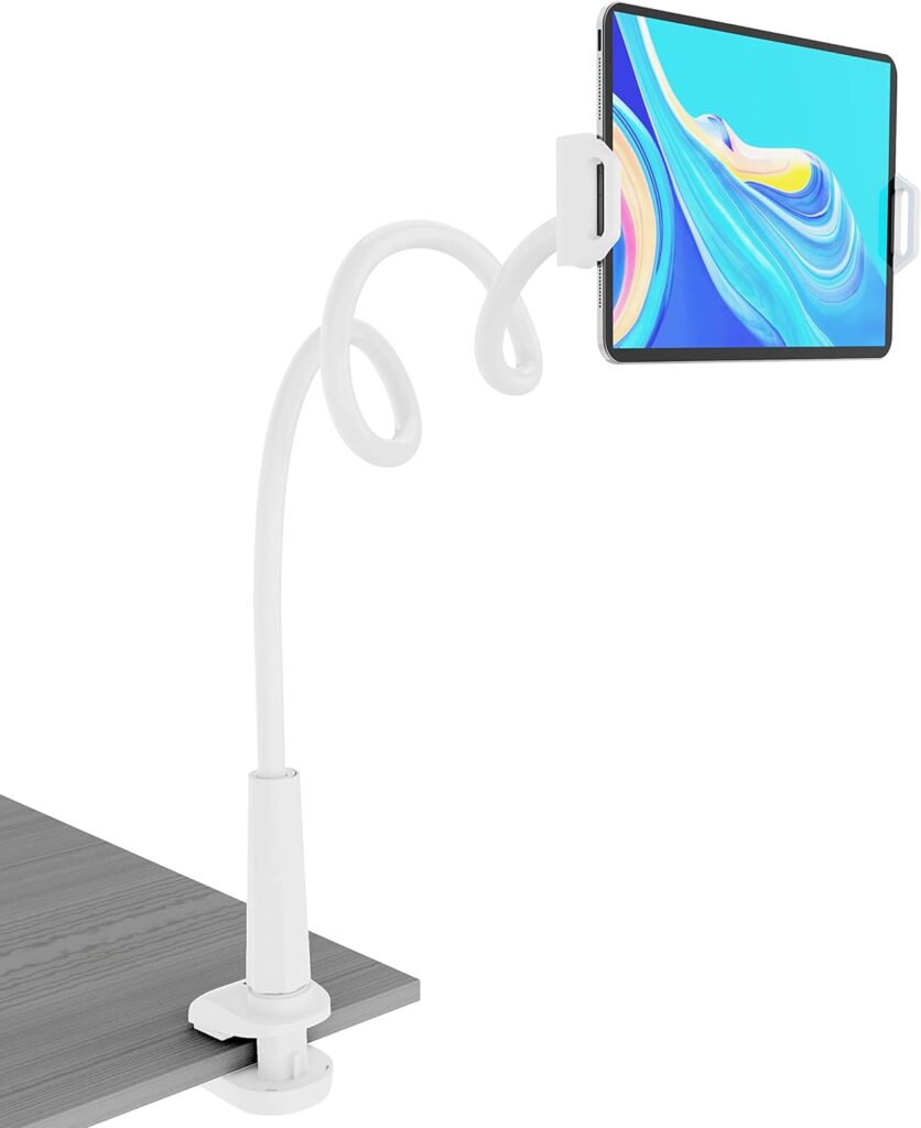 Tablet Stand Holder, Mount Holder Clip with Grip Flexible Long Arm Gooseneck Compatible with ipad iPhone/Nintendo Switch/Samsung Galaxy Tabs/Amazon Kindle Fire HD - Black