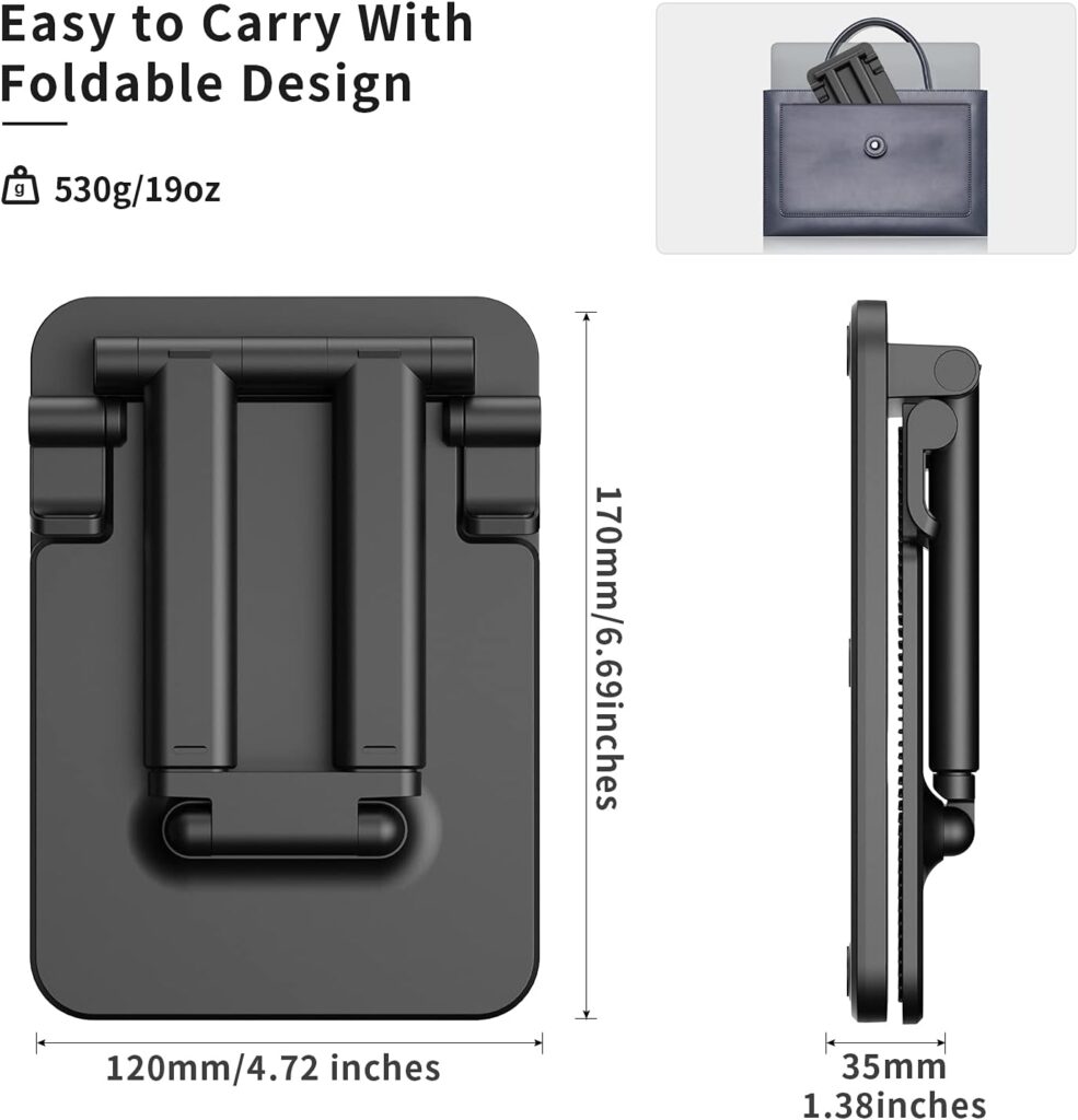 TriPro Tablet Stand -Portable Monitor Stand,4.72 Wide, Adjustable  Foldable, Super Sturdy, Holder for Desk Compatible with iPad/Tablets/Monitor 7-15.6 and Surface Pro