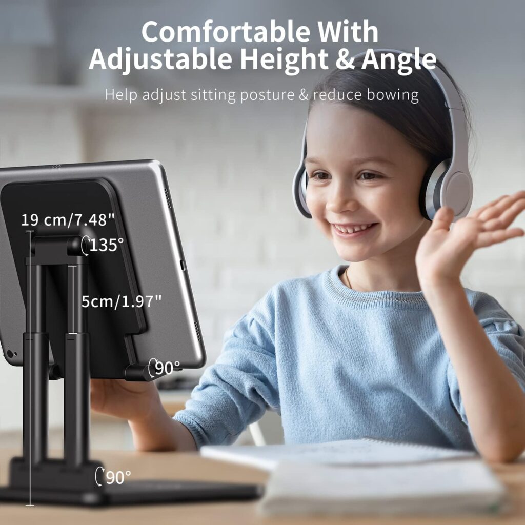 TriPro Tablet Stand -Portable Monitor Stand,4.72 Wide, Adjustable  Foldable, Super Sturdy, Holder for Desk Compatible with iPad/Tablets/Monitor 7-15.6 and Surface Pro