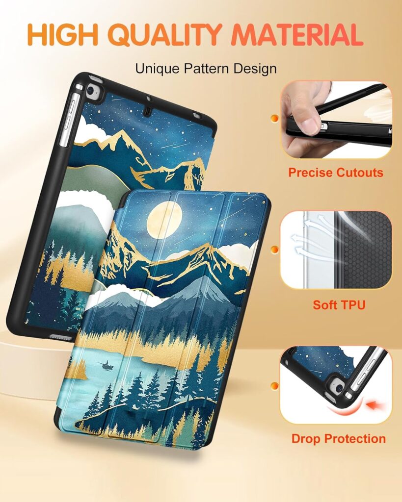 Wazzasoft for iPad Mini 4/5 Case, for iPad Mini 5th/4th Generation Cases Women Girls Cute Folio Cover Girly Pretty Kids Teens Unique Aesthetic with Pencil Holder for Apple iPad 5/4 Mini Case 7.9 Inch