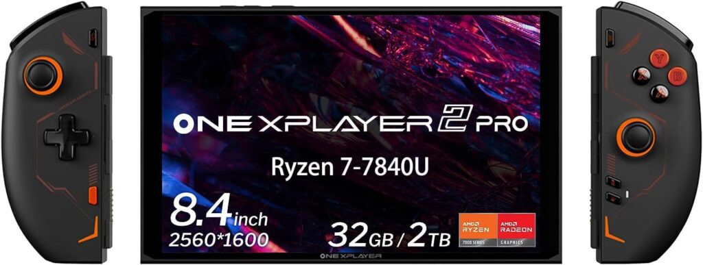 1 ONE-NETBOOK ONEXPLAYER 2 PRO - 8.4 Portable UMPC 2560 * 1600 IPS 5 in 1 Windows11 Laptop Pocket Game Work Tablet (Black, AMD R7-7840U 32GB/2TB)