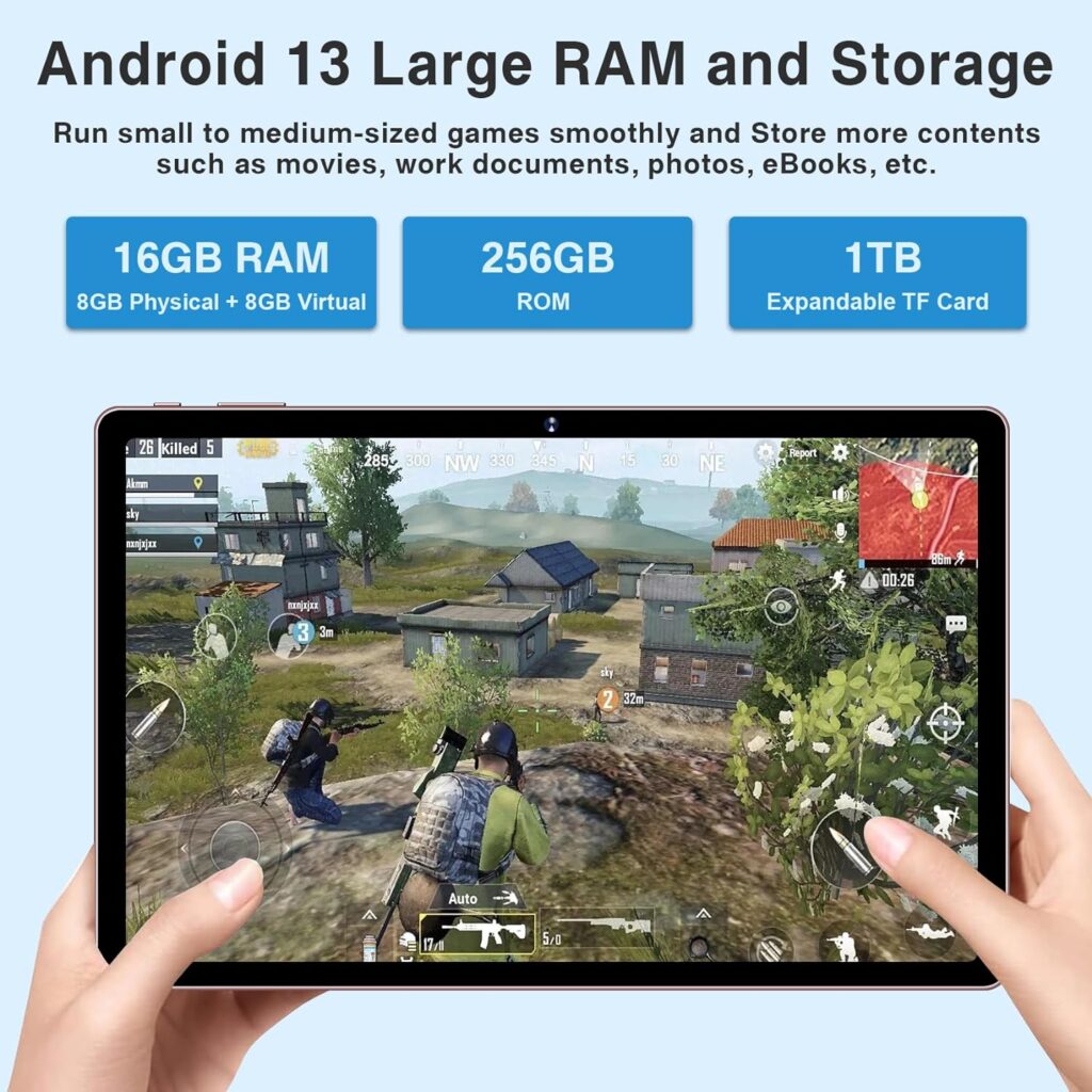 2023 Newest 11 inch Tablet Android 13 Tablets 16GB RAM 256GB ROM 1TB Expand, 2K 2000 x 1200 Display, Octa-Core, Triple Camera, 8600mAh, Quad Speakers, 5G/2.4G WiFi, GPS,Bluetooth,with Case -Rose Gold