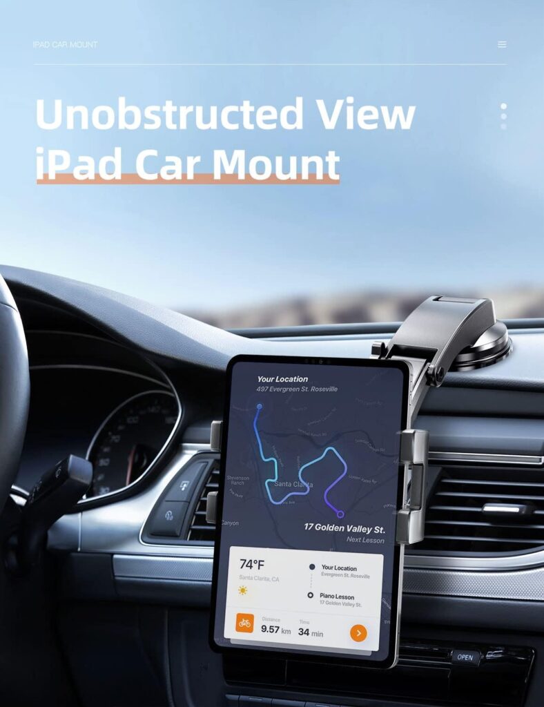 eSamcore Dashboard Tablet Holder for Car Suction Cup Car Mount with Large Clamp for All 6-11 Apple iPad Samsung Galaxy Tab Tablet