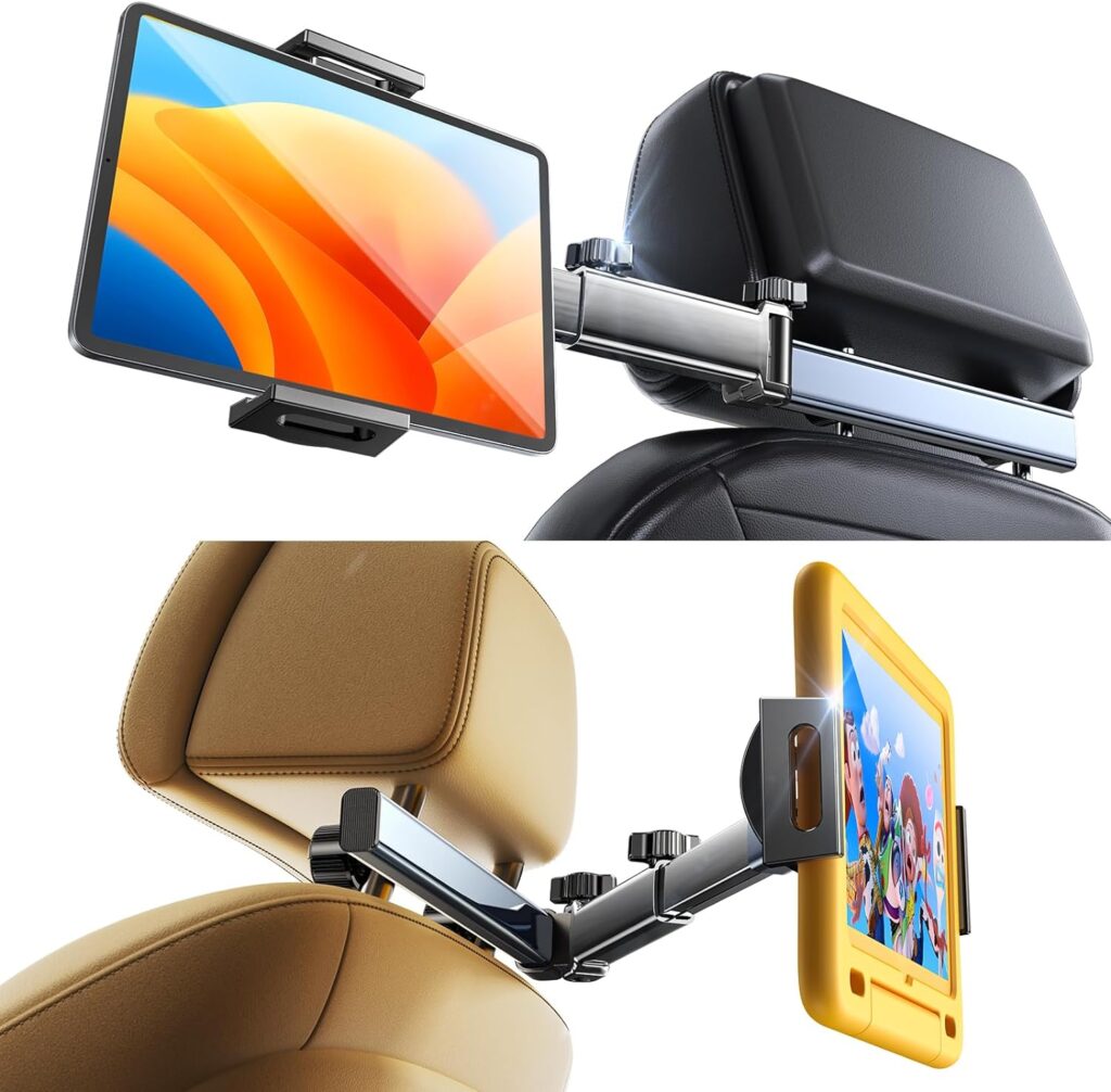 LISEN Tablet Holder for Car Headrest, iPad Holder for Car Mount [Extension Arm] 2023 Car Tablet Holder Back Seat for Kids, Road Trip Essentials for 4.7-11 Tablet iPad Pro, Air, Mini, Galaxy, Fire