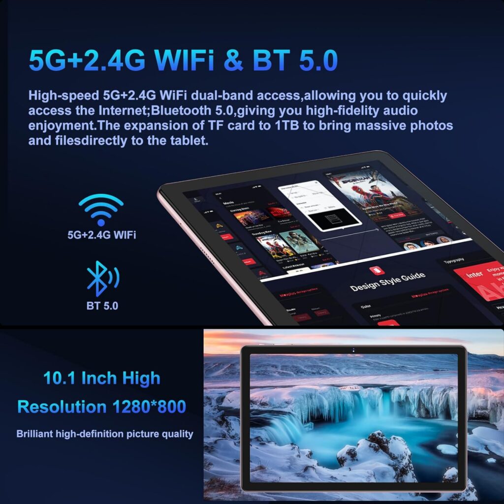 Oangcc Android 13 Tablet 2023 Newest 10 Inch Tablets with 12GB RAM +128GB ROM +1TB Expanded Octa-Core, 2 in 1 Tablet with Keyboard Mouse 5G WiFi Bluetooth GMS Certified GPS - Rose Gold