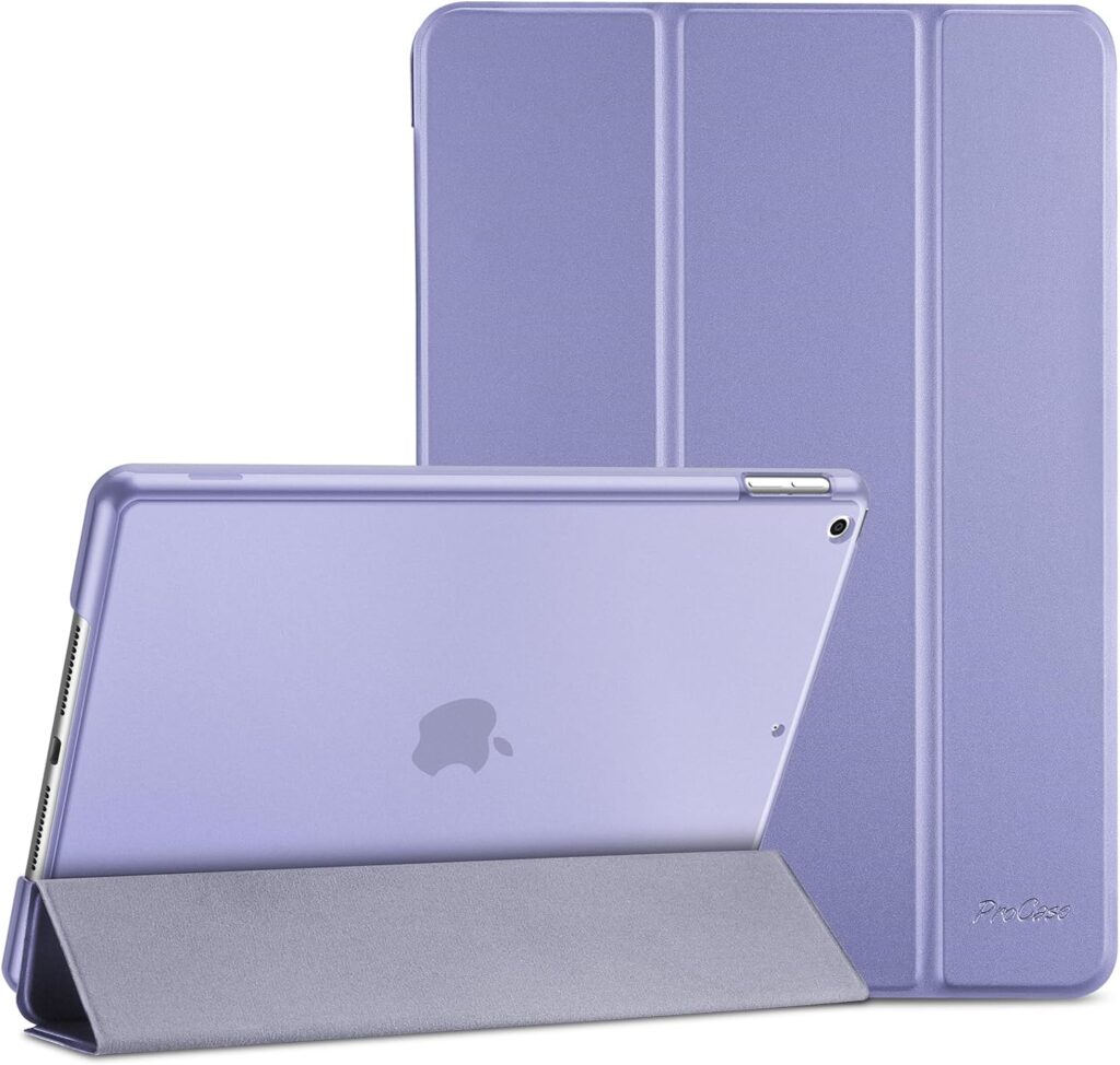 ProCase for iPad 10.2 Case iPad 9th Generation 2021/ iPad 8th Generation 2020/ iPad 7th Generation 2019 Case, iPad Cover 9th Generation Hard Back Smart Cover for 10.2 inch iPad Case -Lightpurple