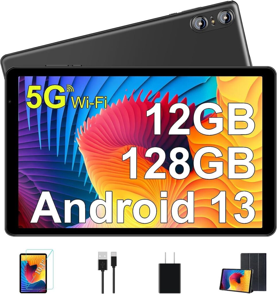 SEBBE Tablet 10 Inch Android 13 Tablet PC 12GB RAM + 128GB ROM TF 1TB Octa-Core 2.0 GHz, Google GMS | Bluetooth 5.0 | 5G WiFi | 6000mAh | 1280 * 800 | 5MP+8MP, Tablet with Keyboard and Mouse Blue