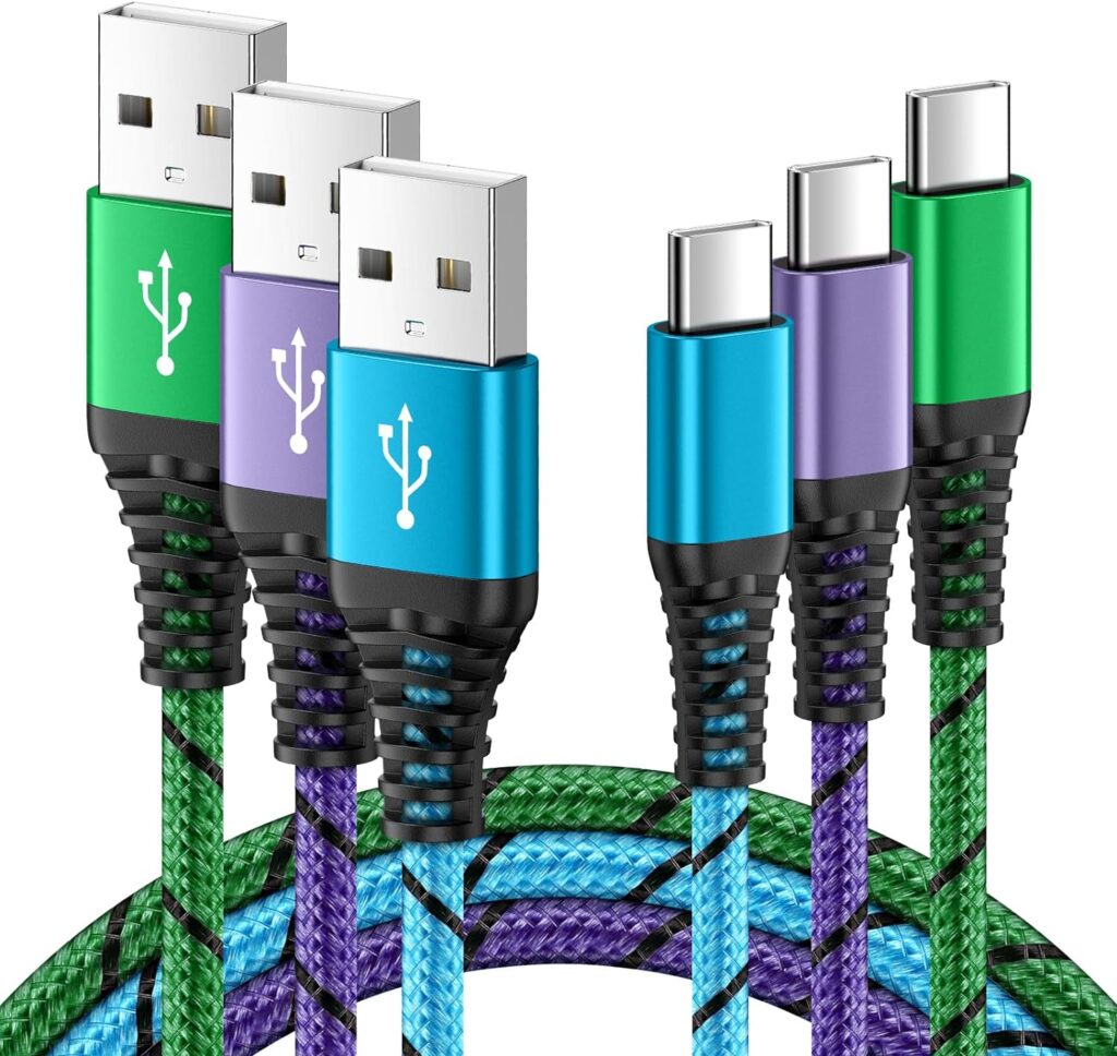 USB C Charger Fast Charging Cable 3Pack/6FT USB A to Type C Android Charger Cable Samsung Braided Cord for Samsung Galaxy S23 Ultra/Z Flip 5/A54/A14 5G/A34/A24/S22/S21/S20/S10,Pixel 7a/7 Pro/6/6a/5xl