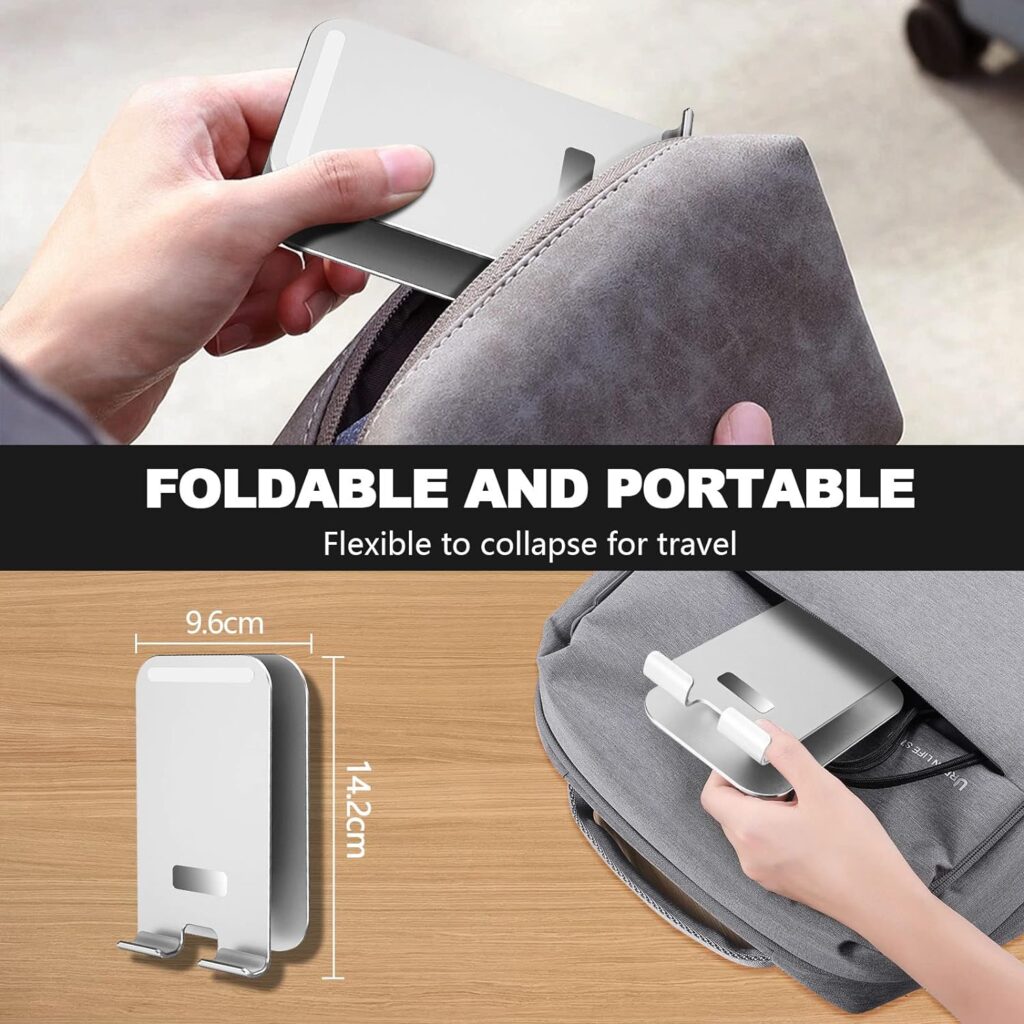 ZXK CO Tablet Stand, Adjustable Desktop Stand Holder Dock with 360 Rotating Base, Foldable Tablet Stand for Phones and Tablets Such as iPad, Air, Mini 4 3 2, Kindle, Nexus, Tab, E-Reader (4-13)