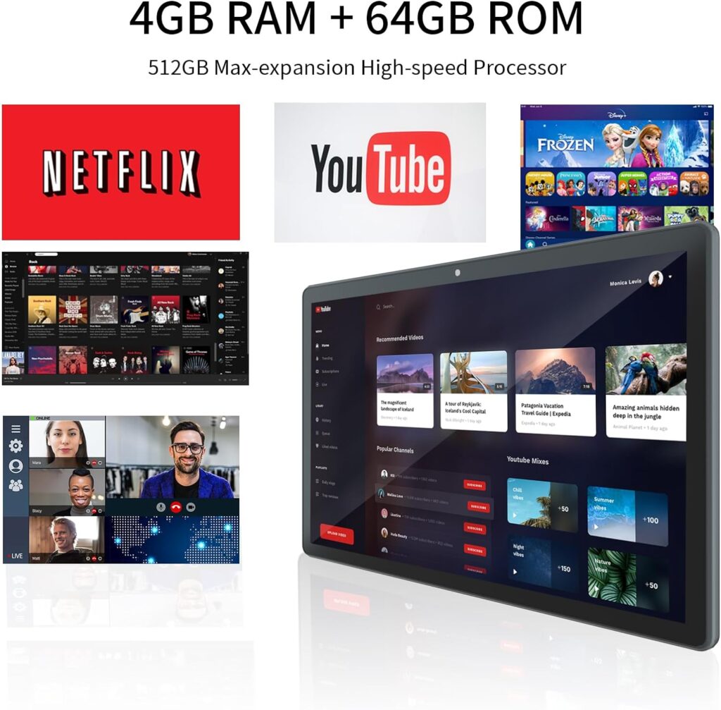 Android 13 Tablet 10inch Phablet, Large Storage 64GB Tablets Dual Stereo Speakers 512GB Expand, Octa-core Processor 3GB RAM 6000mAh Big Battery 10.1 IPS HD Screen Google Tableta Tab(Blue)